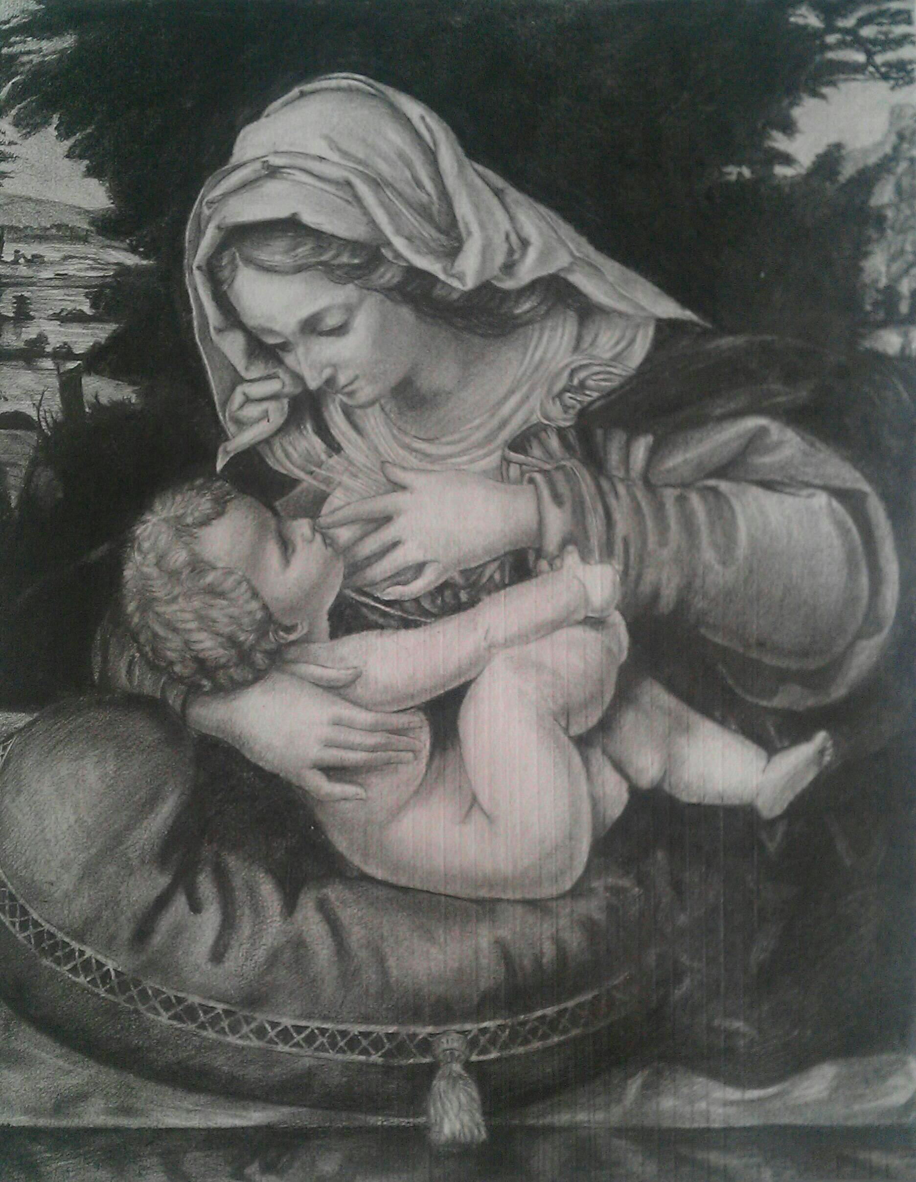 圣母玛利亚手绘图