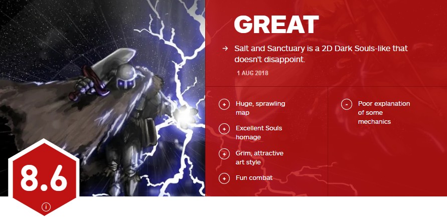 《盐和避难所》IGN 8.6分 更新了Switch版测评