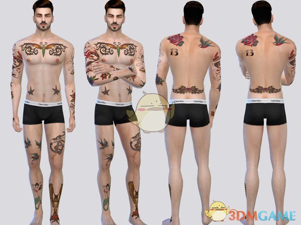 《模拟人生4》男性彩色纹身mod