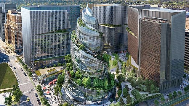 亚马逊公开新总部大厦设计概念图火炬冰激凌绿意盎然