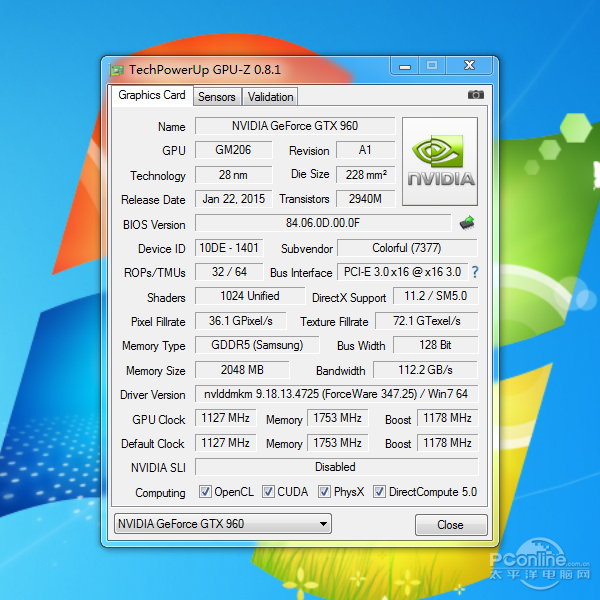 GTX960的GPU-Z信息