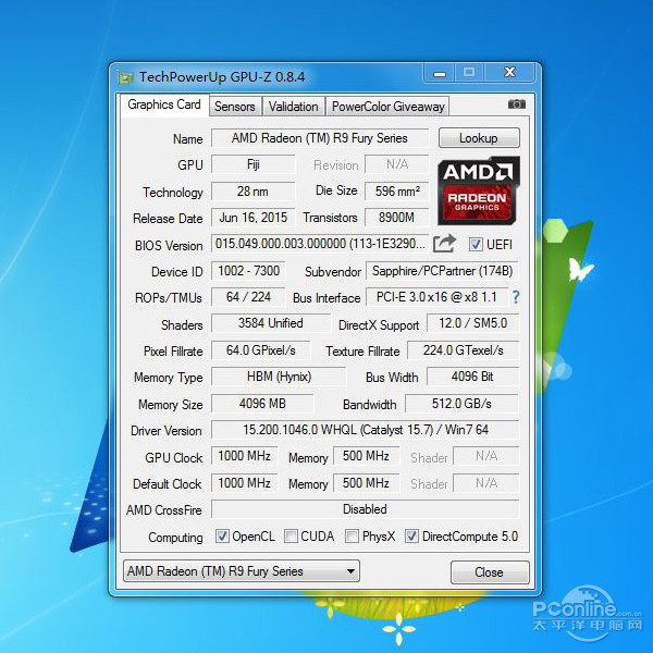 R9 FURY GPU-Z截图