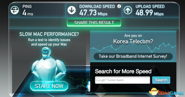 真心没得黑 调查显示韩国网速远超全球