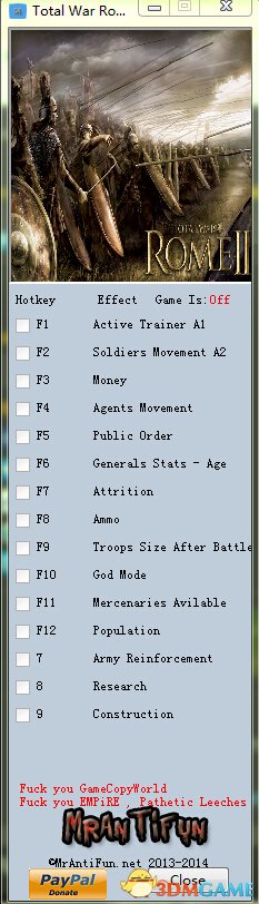 罗马2：全面战争 v2.1.0B十五项修改器[MrAntiFun]