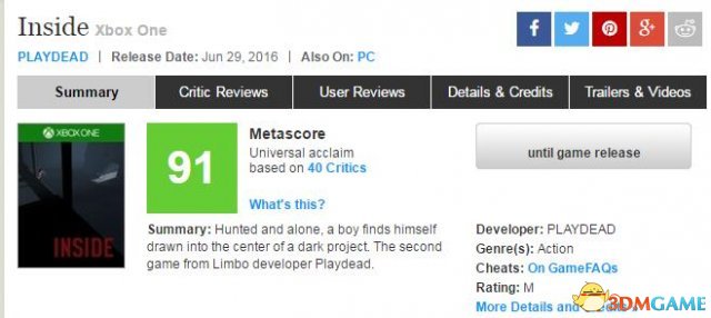 Metacritic平均分91分