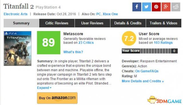 Metacritic平均分89分，但玩家评分比较低