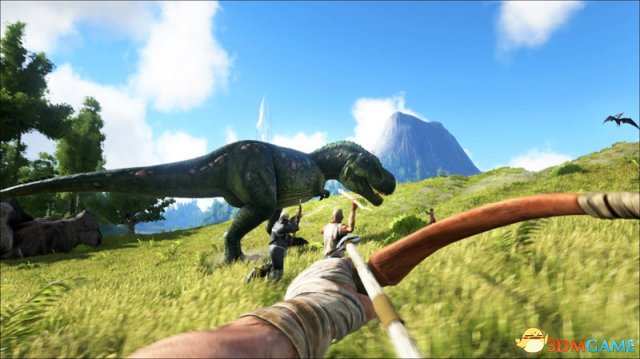 玩家可以在《方舟：生存进化》中组团狩猎恐龙