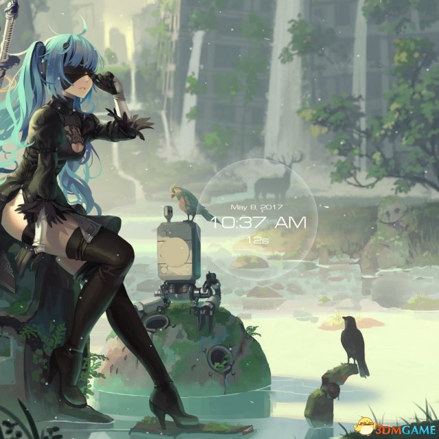 wallpaper engine 时钟版2b小姐姐动态壁纸