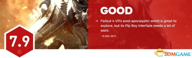 《辐射4 VR》获IGN 7.9分评价 末日废土近在咫尺