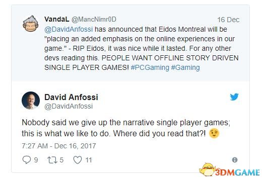 Eidos蒙特利尔负责人表示不会放弃单机游戏开发