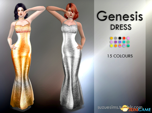 模拟人生4 Genesis女士亮闪闪的奖台礼服连衣长裙MOD