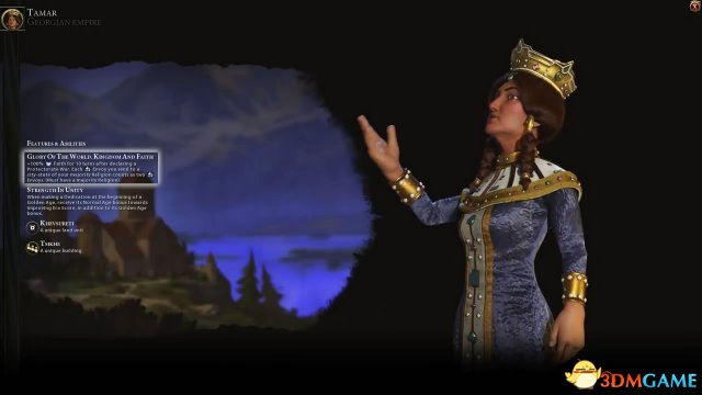 《文明6》新势力格鲁吉亚公布 女王塔玛丽登场