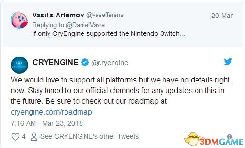最强引擎CryEngine登陆Switch？官方回应：有戏