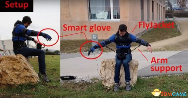 FlyJacket外骨骼让用户使用身体控制一个无人机