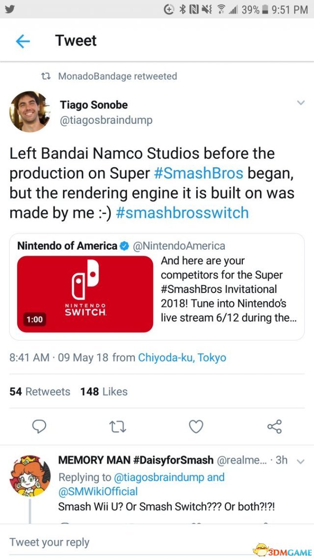 动静称BANDAI NAMCO背责开支Switch任天国大年夜治斗