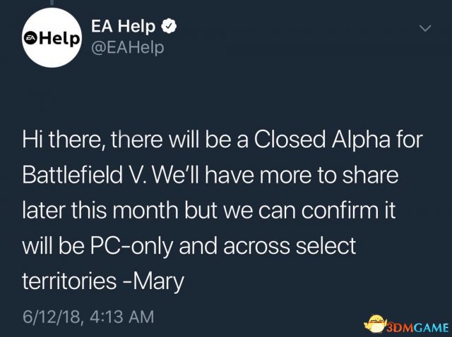 传《战地5》将有Alpha封闭测试 仅在PC平台测试