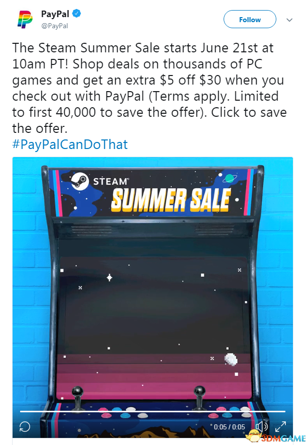 PayPal暴光Steam夏季促销工夫 钱包皆准备好了吗？