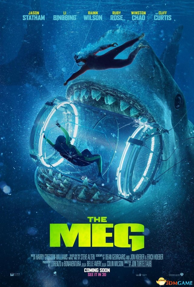 《巨齿鲨》全新海报 杰森·斯坦森上演鲨口逃生