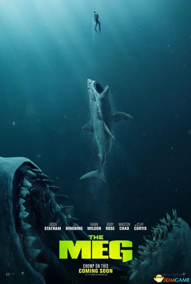 《巨齿鲨》齐新海报 杰森·斯坦森上演鲨心遁死