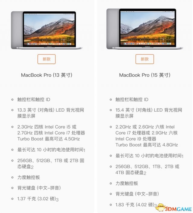 苹果平易近网更新4款MacBook Pro产品 接纳第8代酷睿