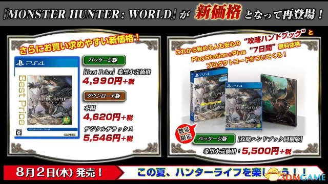 《怪物猎人：世界》PS4同捆版公布 游戏本体降价