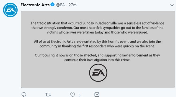 EA平易近圆回应《麦登橄榄球》枪击案 对逢易家庭深表同情