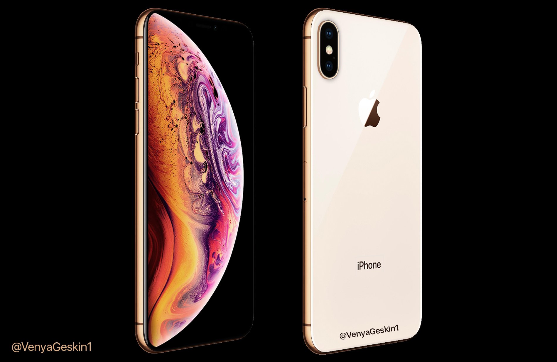 苹果iPhone XS金色版衬着图暴光 金色边框粉乌色后壳