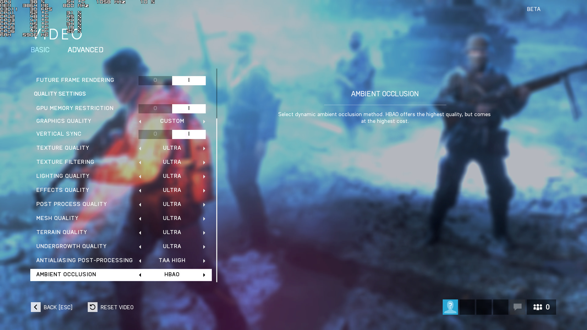 《战地5》Beta版画质选项一览 尚未加入实时光线追踪