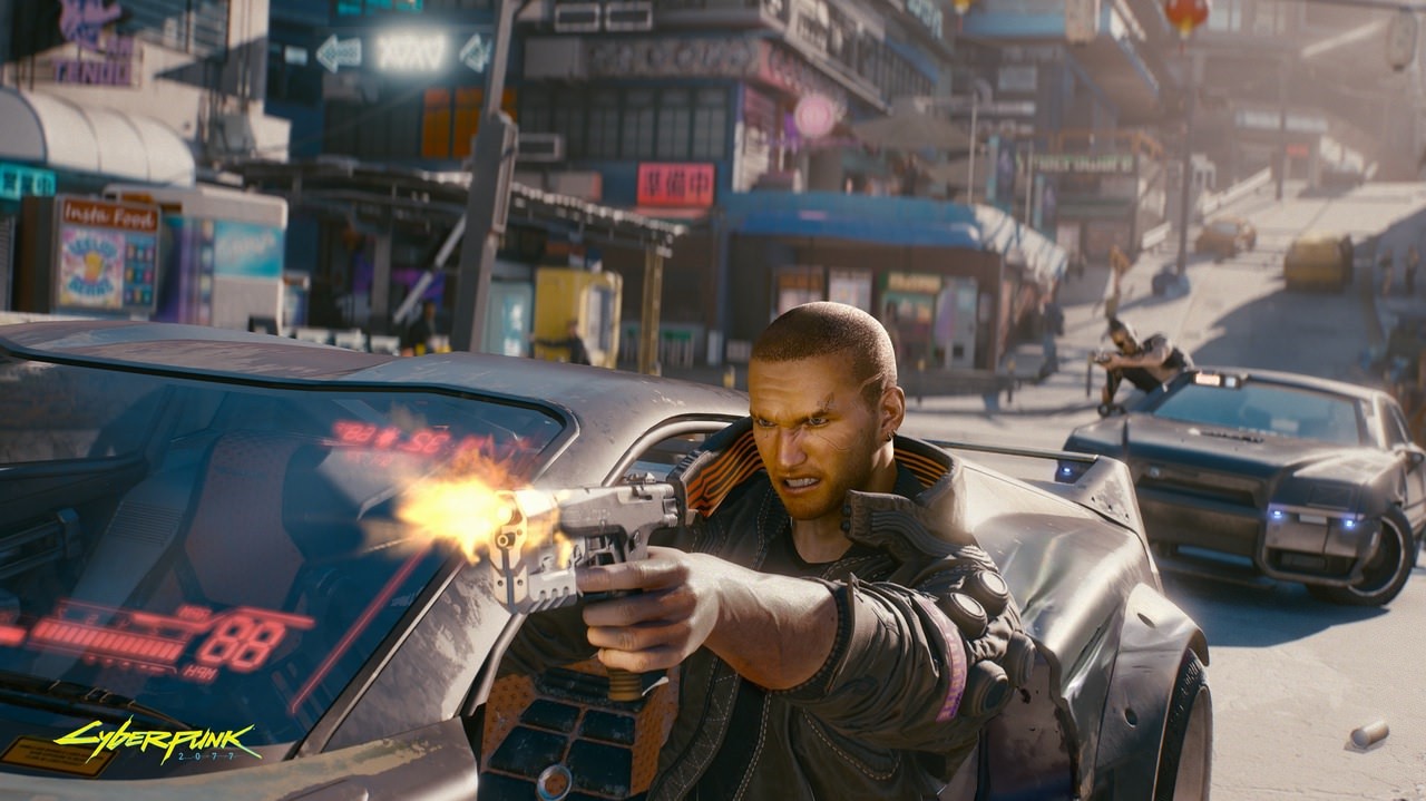 《赛博朋克2077》新截图公布 主角飙车枪战刺激无比