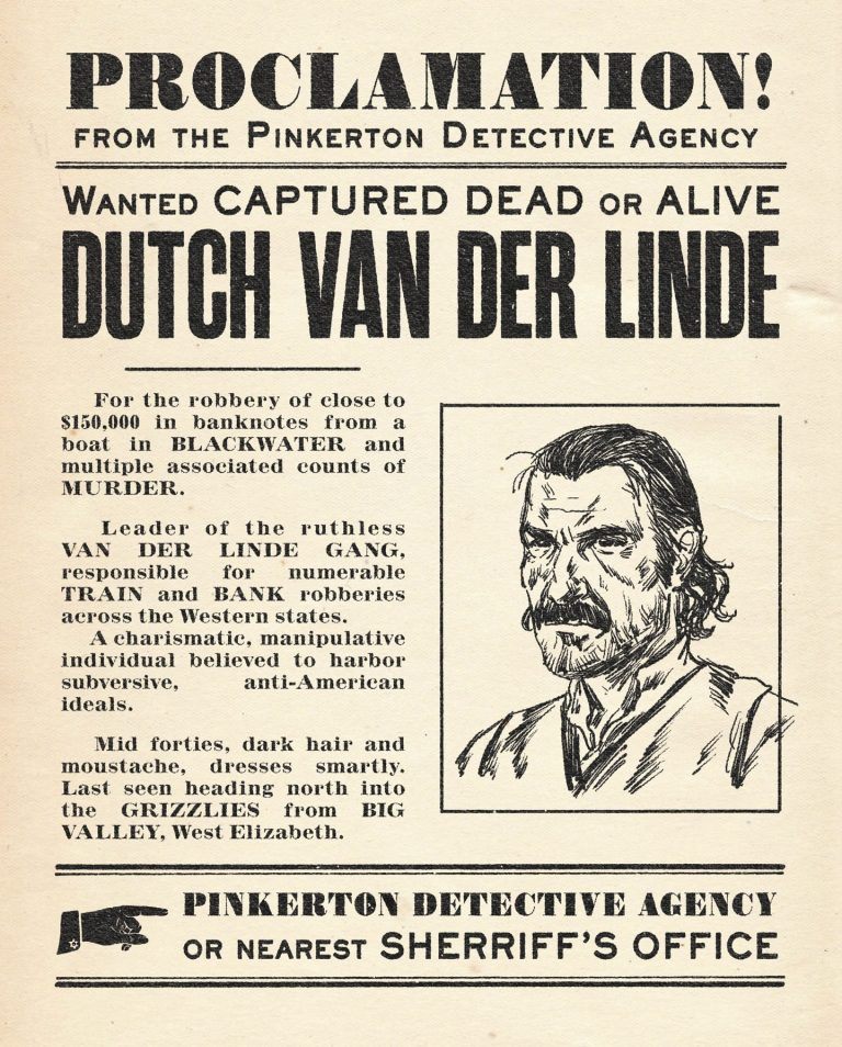 《荒原大年夜镖客2》通缉令海报 荷兰帮尾发功状乏乏