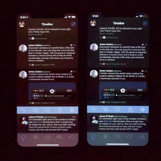 iPhoneXS被曝屏幕出缺点：明度下降时色彩变同扭曲！