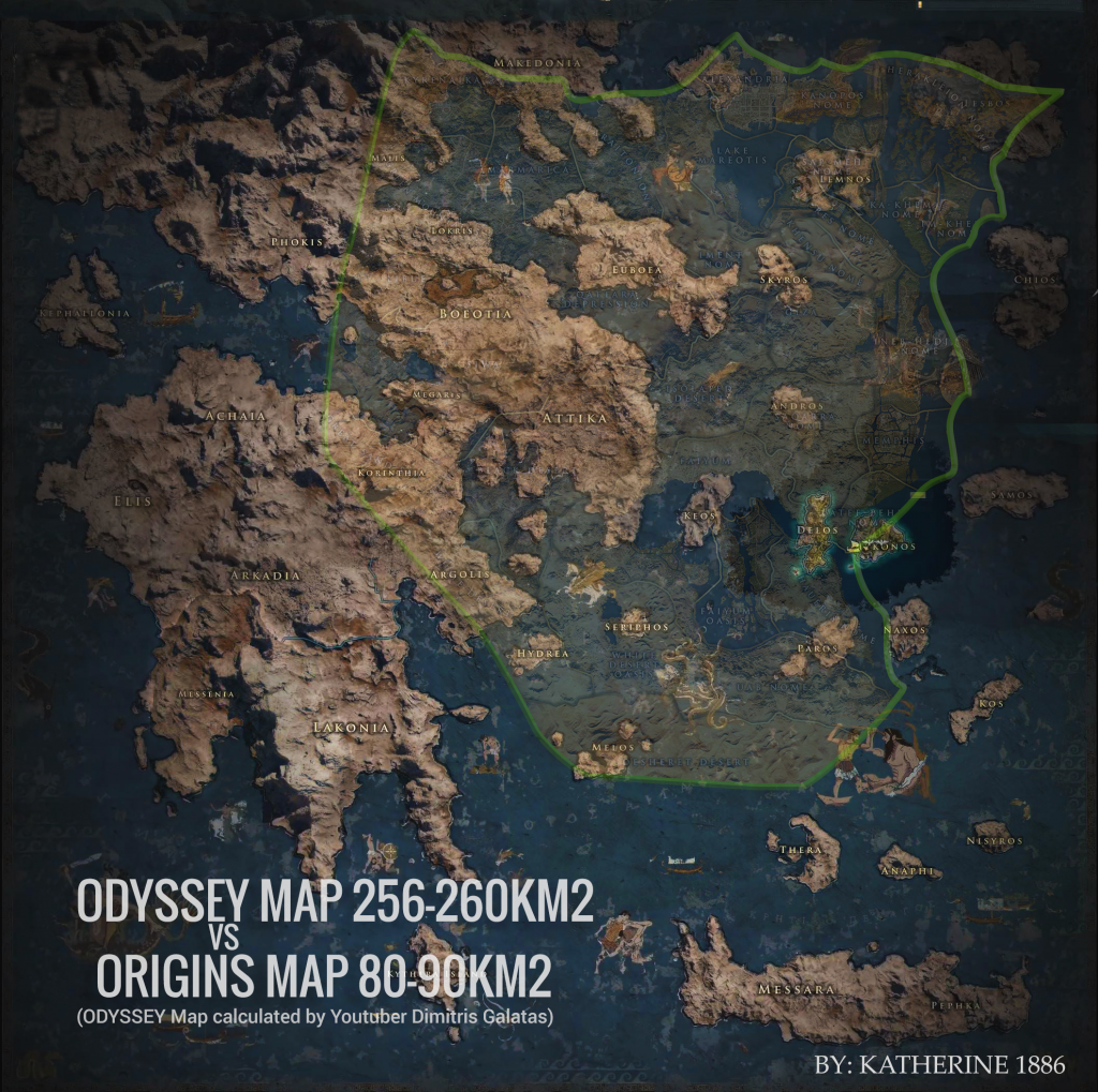 《刺客信条：奥德赛》地图几乎是《起源》的三倍大！