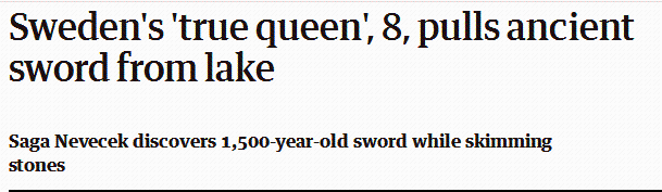8岁女孩从瑞典湖中发现一把千年古剑 Saber是你吗？