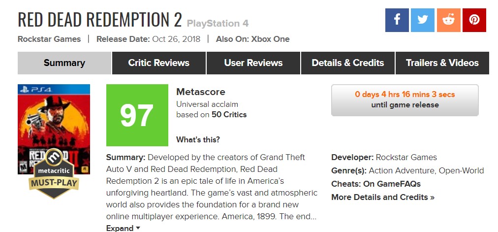 《荒野大镖客2》IGN 10分 现代最伟大的游戏之一