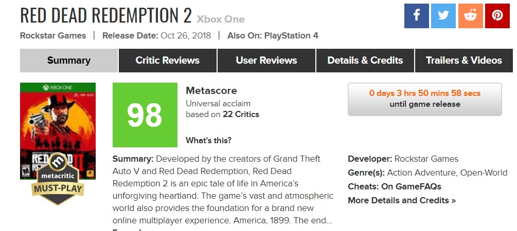 《荒野大镖客2》IGN 10分 现代最伟大的游戏之一