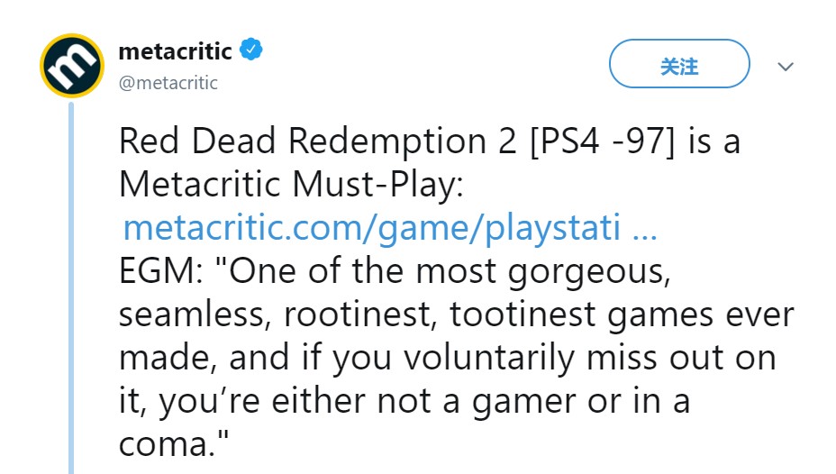 《荒野大镖客2》外媒评价引争议 不玩就不是玩家？