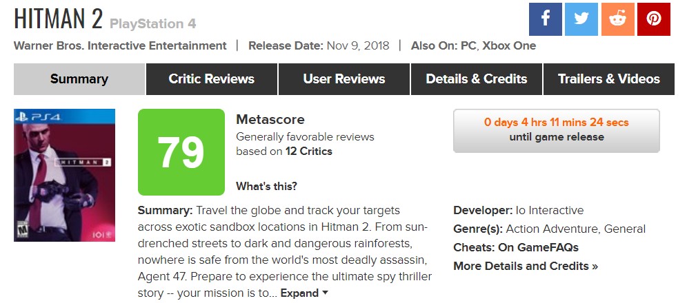《杀手2》IGN 7.7分 更像是1.5而非完整续作