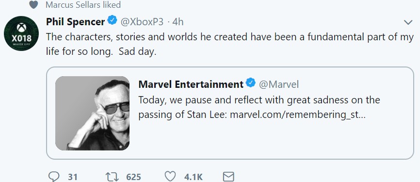 斯坦李去世 游戏界和电影界知名人物纷纷悼念