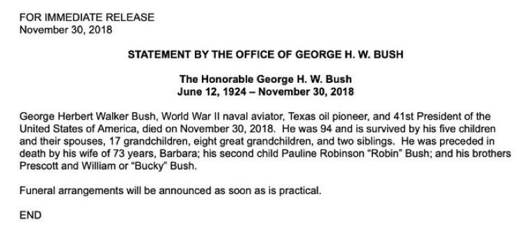 美国前总统老布什逝世享年94岁 曾致力改善中美关系