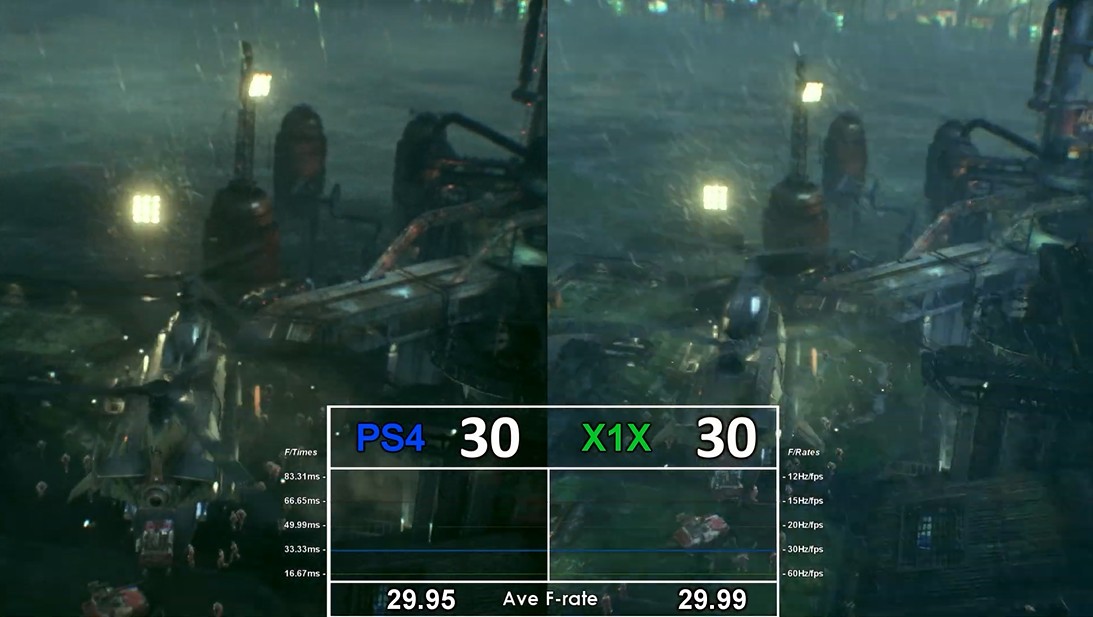 冷饭真香 《蝙蝠侠：阿甘骑士》P4P和X1X画面帧数对比 