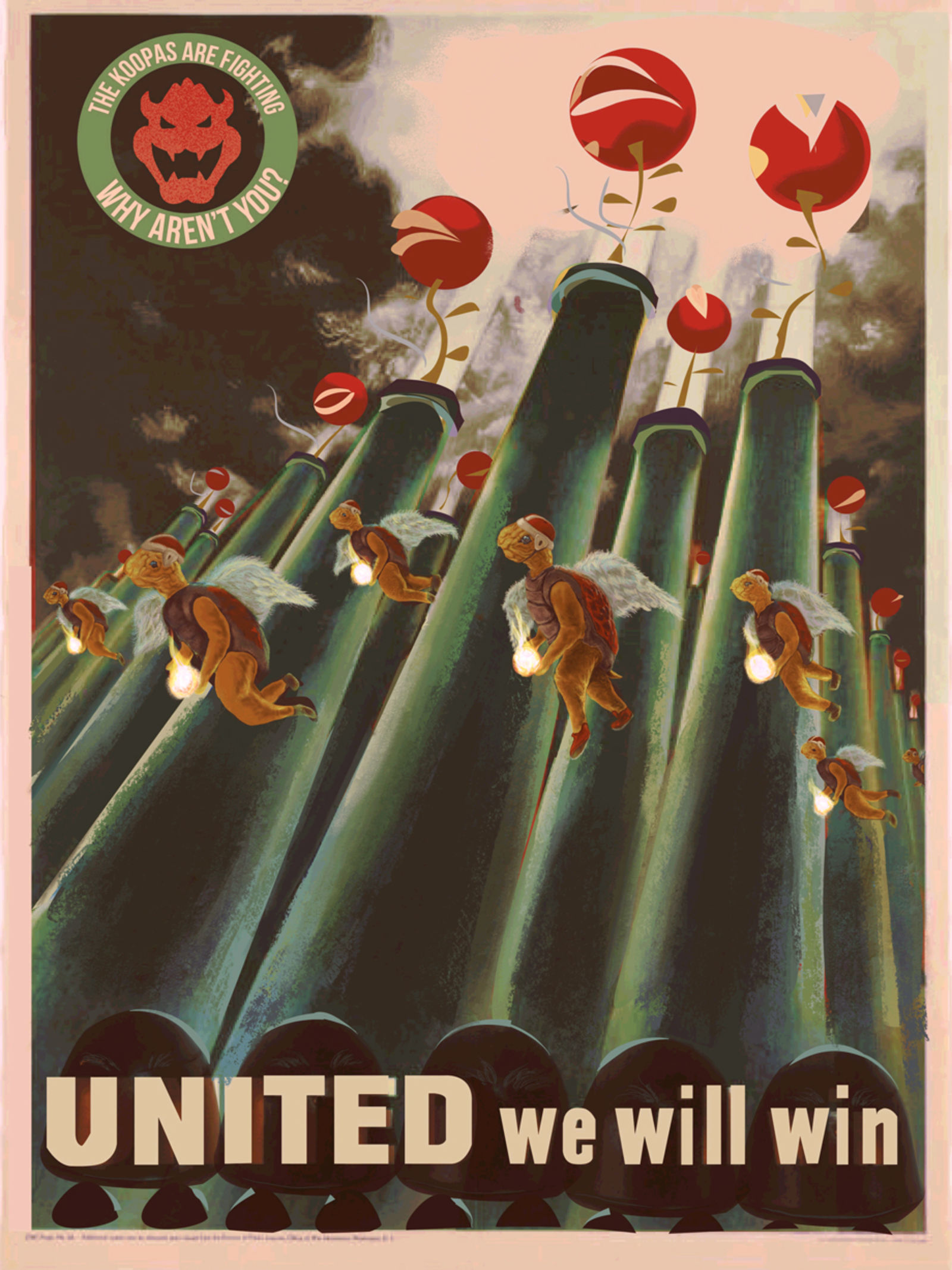 游戏角色乱入二战海报 国外原画师精彩作品画风独特