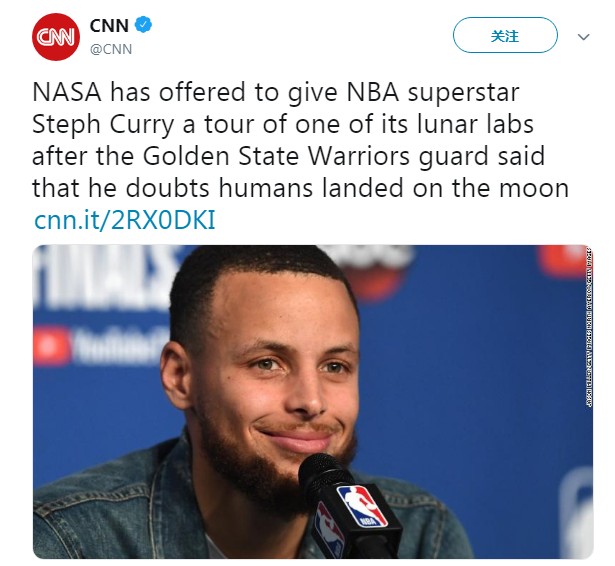 库里采访称：人类登月是假制的 NASA供劈里对证
