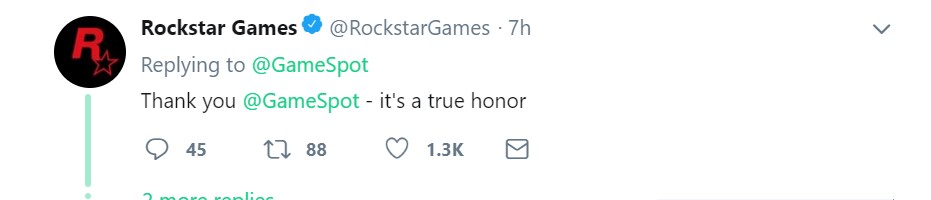 《荒野大镖客2》被GameSpot评为年度游戏 R星表示感谢