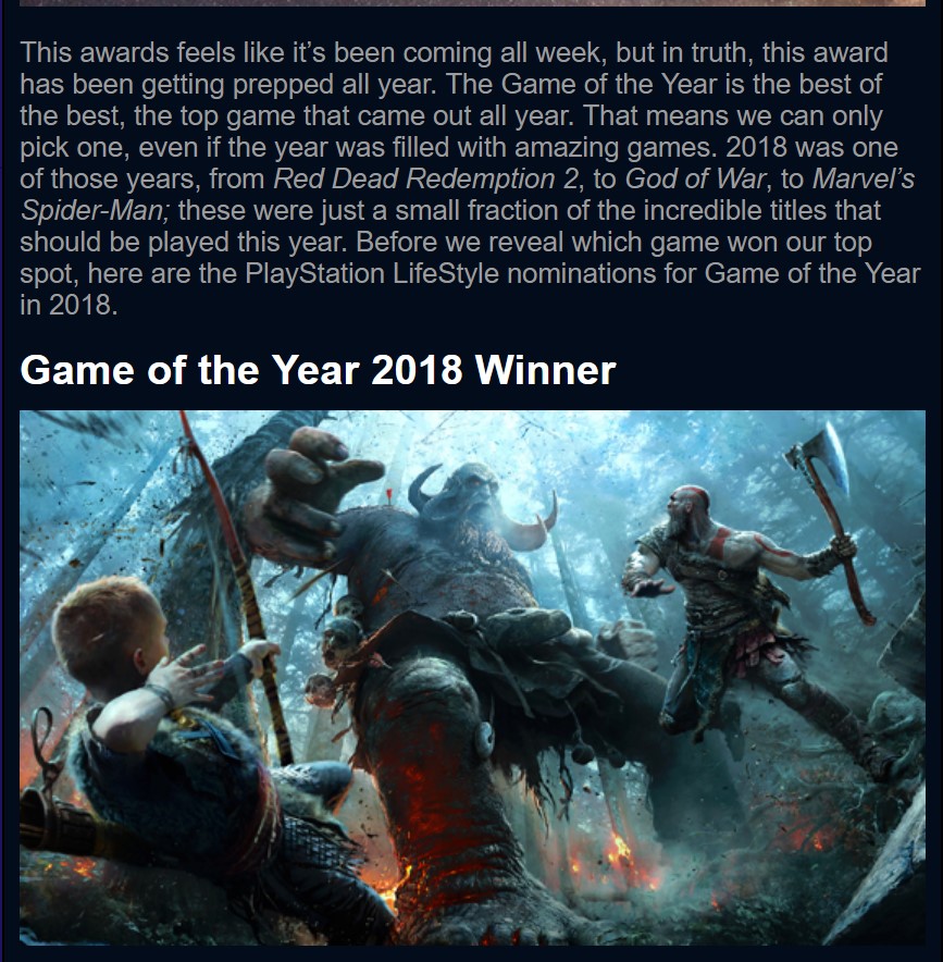 拿奖拿到手软！《战神4》再被Polygon等媒体评为年度游戏