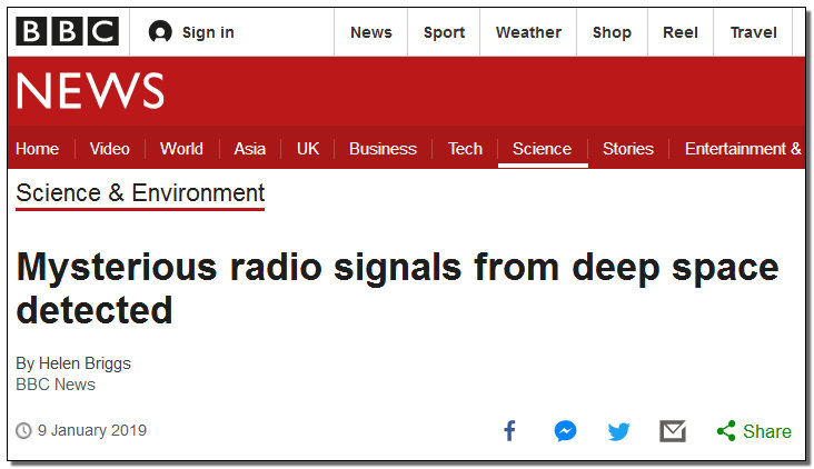 BBC报导支现15亿光年中的无线电讯号 网友：出有要中兴！