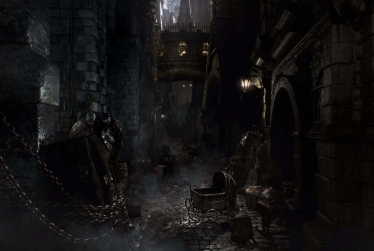玩家在《血源诅咒》中找到开场动画中的小巷实景