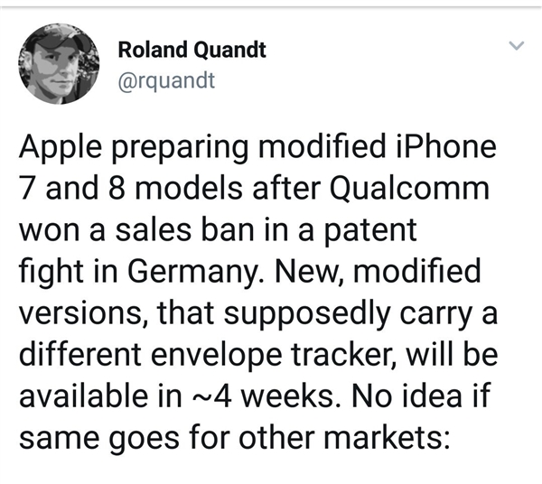 应对德国禁卖：苹果将推出改换包络芯片的新款iPhone 7/8