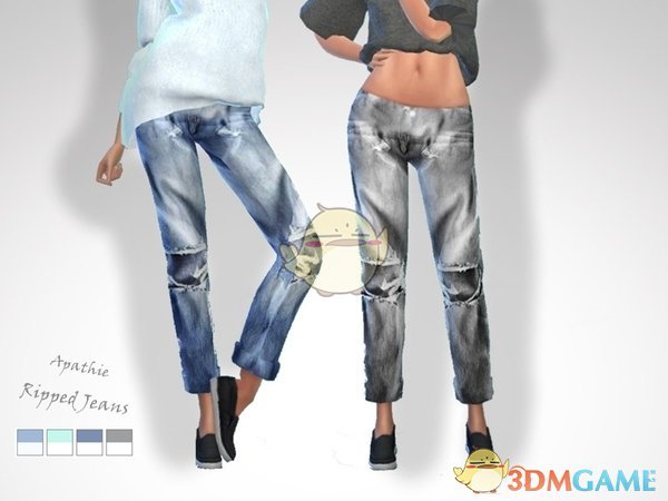 《模拟人生4》女性时尚破洞牛仔裤MOD