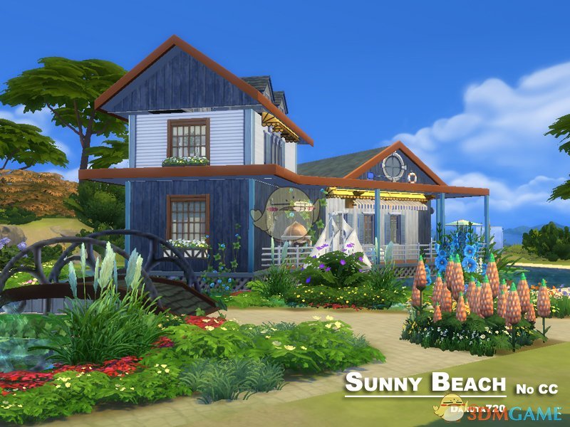 《模拟人生4》海边蓝色双层木屋MOD