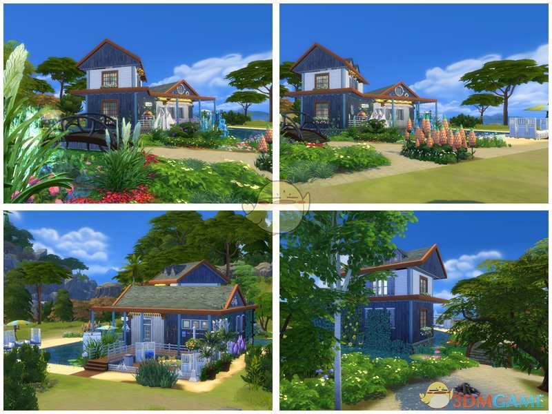 《模拟人生4》海边蓝色双层木屋MOD